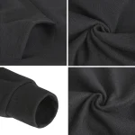 Tissu en polyester noir, doux et résistant, idéal pour la confection de vêtements, accessoires ou décoration intérieure. Facile à travailler, il offre une finition élégante et durable.