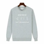 Veste gris clair avec motifs électriques et texte humoristique sur la compréhension des circuits électriques.