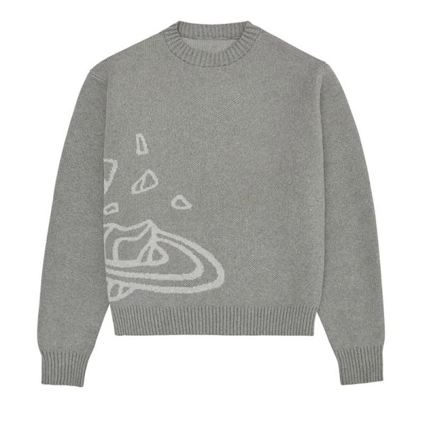 Pull en laine gris clair avec motif scientifique discret, idéal pour une décoration de style scientifique ou pour un look décontracté inspiré de la science.