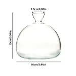 Vase en verre transparent de style scientifique avec dimensions précises, idéal pour la décoration ou les expériences.