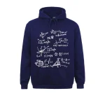 Pull à capuche avec illustrations d'équations et graphiques mathématiques.