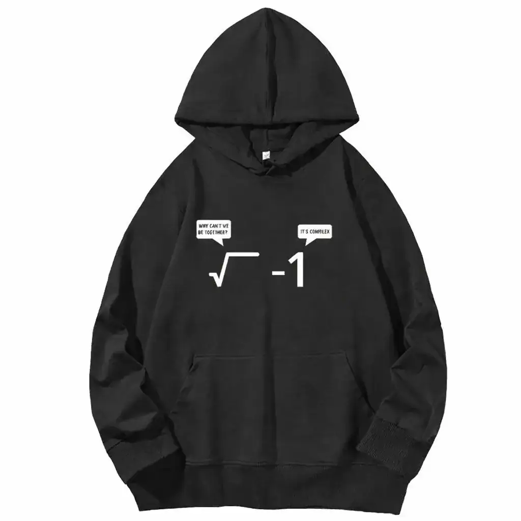 sweat-formule-mathematique-1 Vêtement avec une expression mathématique complexe et une bulle de dialogue humoristique.