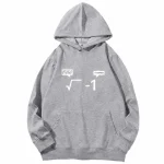 Sweat à capuche gris avec symbole mathématique et citations sur la complexité des équations.