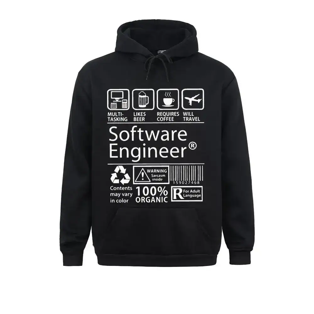 sweat-ingenieur-informatique-1 Sweat à capuche noir avec motifs liés à l'informatique et à la programmation, idéal pour les passionnés de technologie et de développement logiciel.