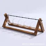 Verres à expérience scientifique en verre avec support en bois, parfaits pour expériences éducatives ou décorations de style scientifique.