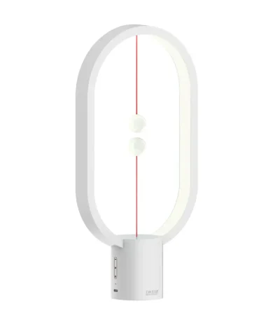 Lampe de bureau LED blanche avec design minimaliste, idéale pour un éclairage d'appoint dans un espace de travail ou de lecture.